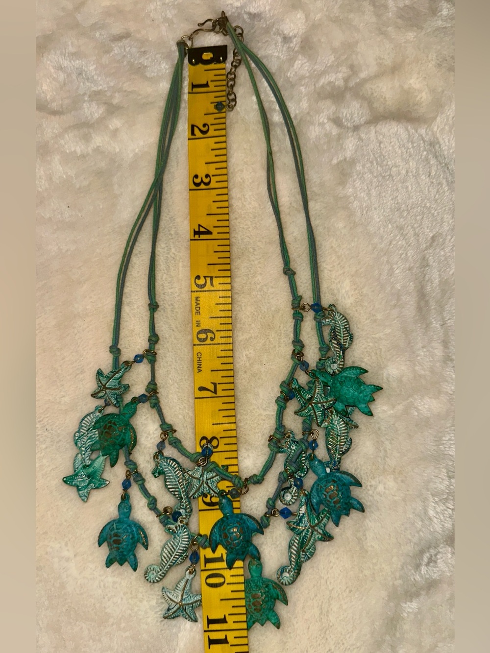 Bohemian Turquoise Turtle & Leaf Multi-Strand Necklace